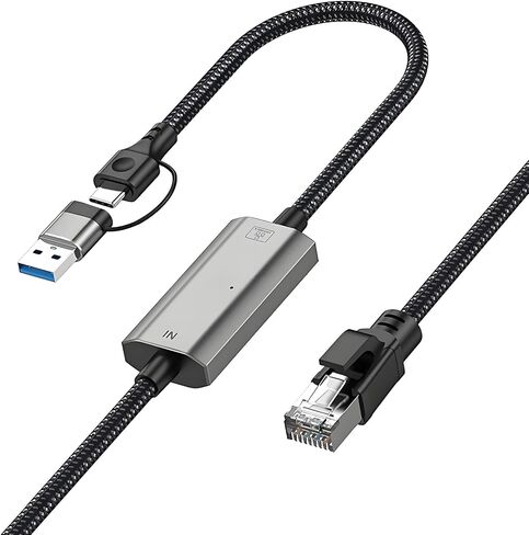 USB C to Ethernet Adapter, 6.6FT 2in1 USB 3.0 to RJ45 Network Cord in Saudi Arabia