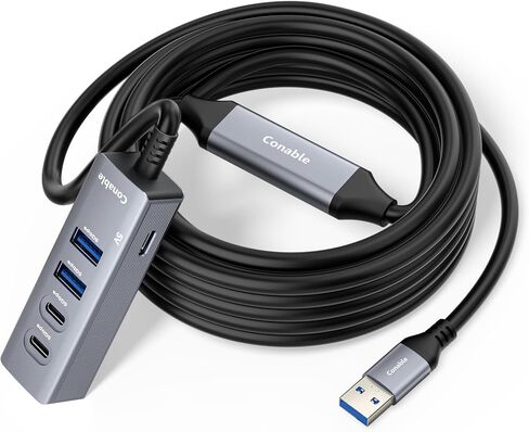USB Hub 4 Ports with 10FT Cable, Multiple USB 2.0 Hub, USB-A Splitter for Laptop with Type C Power Port, USB Extender for Desktop, Laptop, PC, Ideal for Mouse, Keyboard, Flash Drive, U Disk, Printer in Kuwait