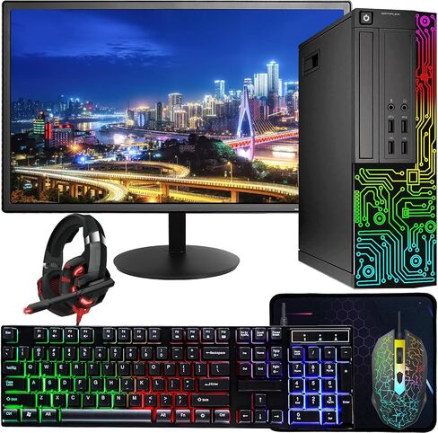 Dell OptiPlex Desktop RGB Computer PC, Intel Core i7 up to 3.8GHz, 16GB RAM, 512GB SSD, 22 Inch HDMI Monitor, RGB Keyboard Mouse, Gaming Headset, WiFi, Bluetooth, Windows 11 Pro (Renewed) in Saudi Arabia