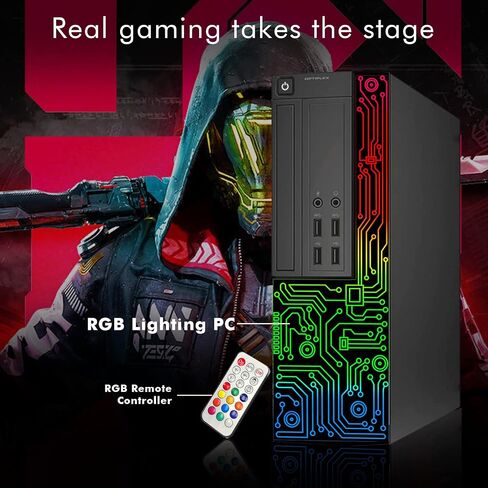 Dell OptiPlex Desktop RGB Computer PC, Intel Core i7 up to 3.8GHz, 16GB RAM, 512GB SSD, 22 Inch HDMI Monitor, RGB Keyboard Mouse, Gaming Headset, WiFi, Bluetooth, Windows 11 Pro (Renewed) in Saudi Arabia