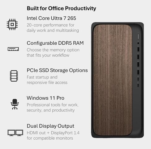 Customized HP OmniDesk Desktop Tower, Intel Core Ultra 7 265, 16GB-64GB DDR5 RAM, 1TB-2TB PCIe NVMe SSD, Dual Monitor Support, Win 11 Pro, Wired Keyboard & Mouse, WiFi 6 in Kuwait