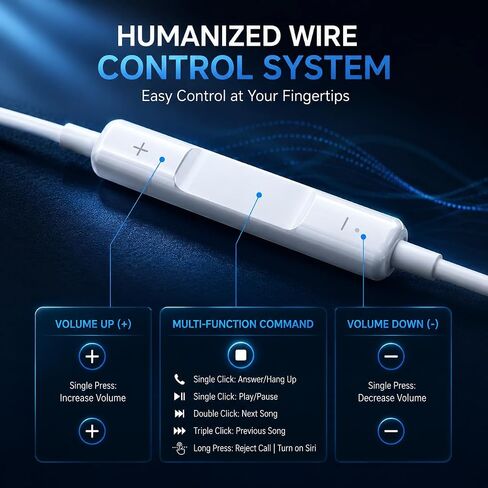 Cablex iPhone Headphones Wired, Apple MFi Certified Lightning Earbuds, Mic in Saudi Arabia