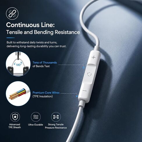 Cablex iPhone Headphones Wired, Apple MFi Certified Lightning Earbuds, Mic in Saudi Arabia