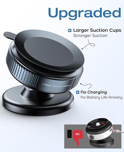 Suction Cup Phone Mount,Magnetic Phone Holder for Car,360°Adjustable Vacuum Suction Phone Mount for Gym/Mirror/Smooth Surface, Compatible with iPhone and All Smartphones in Saudi Arabia