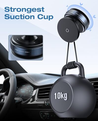 Suction Cup Phone Mount,Magnetic Phone Holder for Car,360°Adjustable Vacuum Suction Phone Mount for Gym/Mirror/Smooth Surface, Compatible with iPhone and All Smartphones in Saudi Arabia