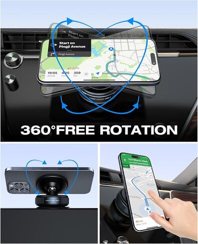 Suction Cup Phone Mount,Magnetic Phone Holder for Car,360°Adjustable Vacuum Suction Phone Mount for Gym/Mirror/Smooth Surface, Compatible with iPhone and All Smartphones in Saudi Arabia