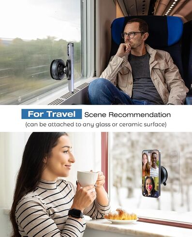 Suction Cup Phone Mount,Magnetic Phone Holder for Car,360°Adjustable Vacuum Suction Phone Mount for Gym/Mirror/Smooth Surface, Compatible with iPhone and All Smartphones in Saudi Arabia