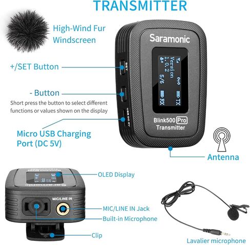 Saramonic USB-C Wireless Lavalier Microphone System for Vlog, Blink500 Pro B5 Microphone for Samsung Galaxy Hauwei Google Pixel Smartphone for YouTube Video Facebook Live in Kuwait