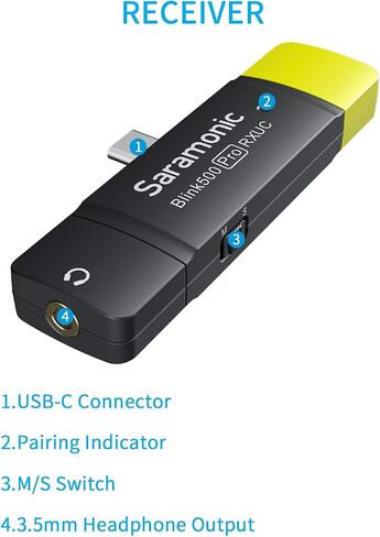 Saramonic USB-C Wireless Lavalier Microphone System for Vlog, Blink500 Pro B5 Microphone for Samsung Galaxy Hauwei Google Pixel Smartphone for YouTube Video Facebook Live in Kuwait