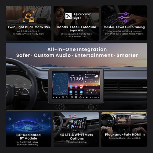 X10 10" QLED Android Car Stereo with 1080P Front + Rear Dash Cameras in Saudi Arabia