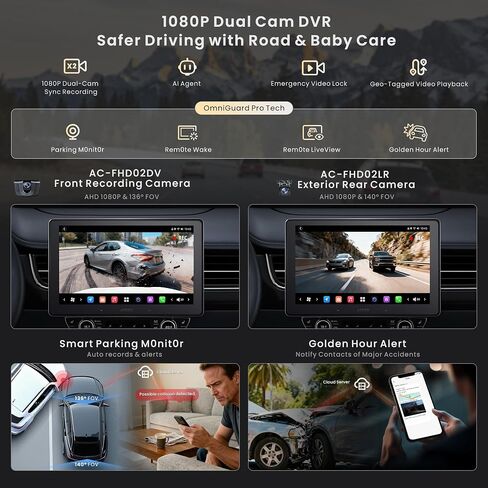 X10 10" QLED Android Car Stereo with 1080P Front + Rear Dash Cameras in Saudi Arabia