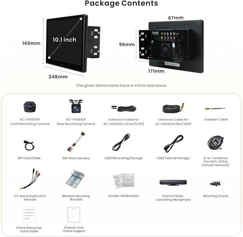 X10 10" QLED Android Car Stereo with 1080P Front + Rear Dash Cameras in Saudi Arabia