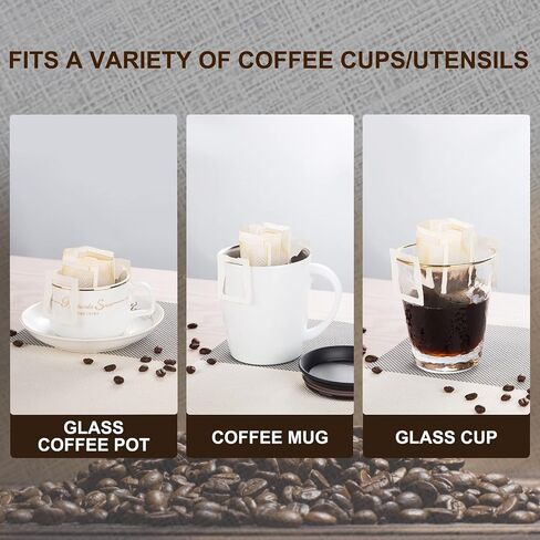 PARACITY 50Pcs Portable Coffee Filter Bag with Hanging Ear Design, Disposable Drip Coffee Filter Paper Bag single Serve, Pour Over Coffee Filter Compatible with a Wide Variety of Coffee Cups/Utensils in Kuwait
