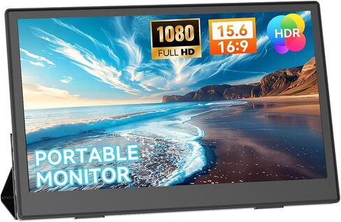 15.6 Inch Portable Monitor 1080P FHD - IPS USB-C Mini HDMI Display with Built-in Stand, External Screen for Laptop PC Mac Phone PS4 Xbox Switch, Ultra-Slim Travel Monitor for Home Office Gaming in Kuwait