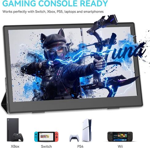 15.6 Inch Portable Monitor 1080P FHD - IPS USB-C Mini HDMI Display with Built-in Stand, External Screen for Laptop PC Mac Phone PS4 Xbox Switch, Ultra-Slim Travel Monitor for Home Office Gaming in Kuwait