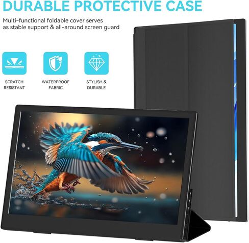 15.6 Inch Portable Monitor 1080P FHD - IPS USB-C Mini HDMI Display with Built-in Stand, External Screen for Laptop PC Mac Phone PS4 Xbox Switch, Ultra-Slim Travel Monitor for Home Office Gaming in Kuwait