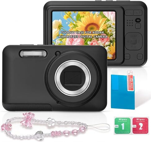 Silicone Case for PIXPRO FZ55 Digital Camera with Screen Protector and Lanyard for PIXPRO FZ55 Accessories - Black in Saudi Arabia