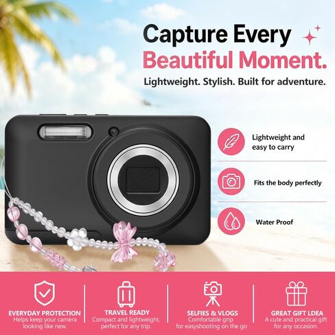 Silicone Case for PIXPRO FZ55 Digital Camera with Screen Protector and Lanyard for PIXPRO FZ55 Accessories - Black in Saudi Arabia