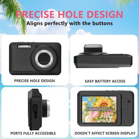 Silicone Case for PIXPRO FZ55 Digital Camera with Screen Protector and Lanyard for PIXPRO FZ55 Accessories - Black in Saudi Arabia