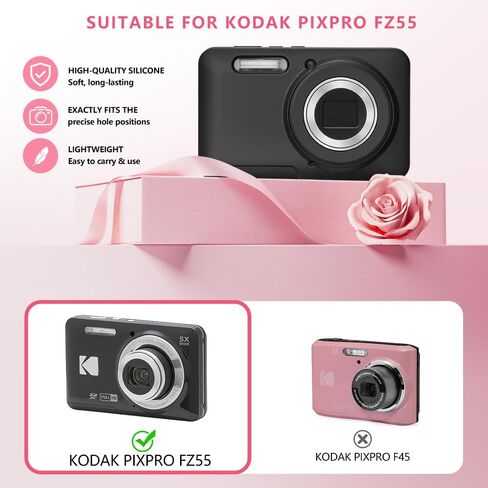 Silicone Case for PIXPRO FZ55 Digital Camera with Screen Protector and Lanyard for PIXPRO FZ55 Accessories - Black in Saudi Arabia