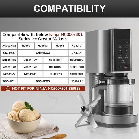 Replacement Paddle Blade for Ninja Creami NC300 NC299AMZ NC301 CN305A Series Ice Cream Makers, Sorbet Milkshakes Frozen Yogurt Creamy Icecream Creamer Machine Stainless Steel Accessories Mixing Parts in Saudi Arabia