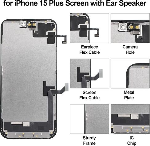 for iPhone 15 Plus LCD Screen Replacement with Earpiece Flex Cable in Kuwait