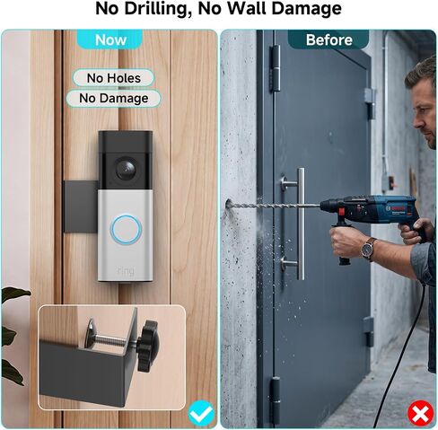 wochel Anti-Theft Door Mount for Ring Battery Doorbell/Plus/Pro (2026 Release), No Drill Adjustable Mounting Bracket for Ring Doorbell Pro, Fully Metal Doorbell Mount for Apartment, Rentals, Home in Saudi Arabia