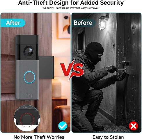 wochel Anti-Theft Door Mount for Ring Battery Doorbell/Plus/Pro (2026 Release), No Drill Adjustable Mounting Bracket for Ring Doorbell Pro, Fully Metal Doorbell Mount for Apartment, Rentals, Home in Saudi Arabia