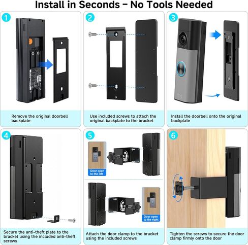 wochel Anti-Theft Door Mount for Ring Battery Doorbell/Plus/Pro (2026 Release), No Drill Adjustable Mounting Bracket for Ring Doorbell Pro, Fully Metal Doorbell Mount for Apartment, Rentals, Home in Saudi Arabia