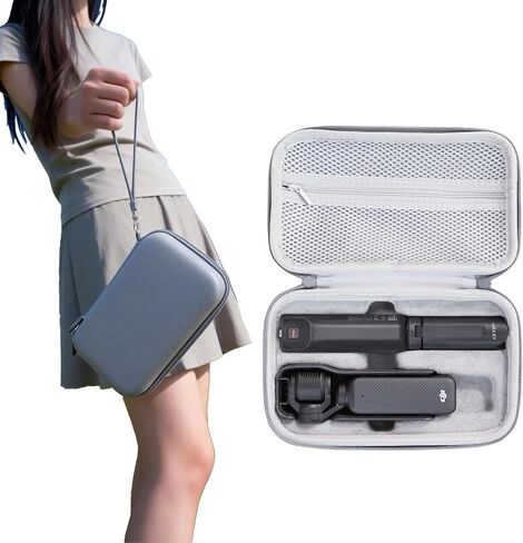 LKTOP Pocket 3 Carrying Case Xtra Muse Bag, Compatible with DJI Osmo Pocket3/Xtra Muse Camera Accessories, PU Portable Case Protective Hard Storage Bag for DJI OP3 Creator Combo with Wrist (9×5×3 In) in Kuwait