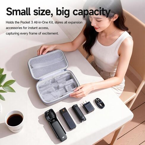 LKTOP Pocket 3 Carrying Case Xtra Muse Bag, Compatible with DJI Osmo Pocket3/Xtra Muse Camera Accessories, PU Portable Case Protective Hard Storage Bag for DJI OP3 Creator Combo with Wrist (9×5×3 In) in Kuwait