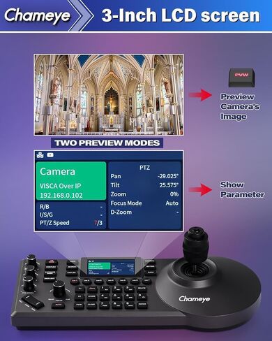 Chameye NDI Camera Bundle, 20X AI Auto Tracking Live Streaming PTZ Camera, PoE IP HDMI USB SDI, NDI PTZ Controller for Church Worship Education, NDI Bundle (K220N+C720Nx2) in Saudi Arabia