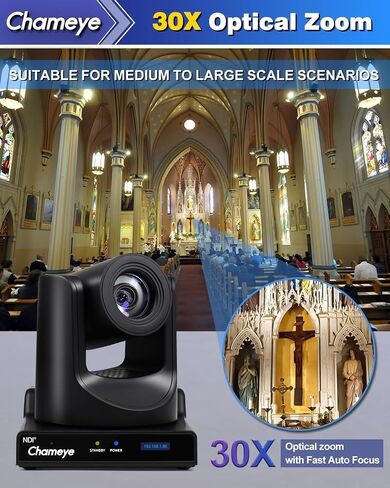 Chameye NDI Camera Bundle, 30X AI Auto Tracking Live Streaming PTZ Camera, PoE IP HDMI USB SDI, NDI PTZ Controller for Church Worship Education, NDI Bundle (K230N+C730Nx2) in Saudi Arabia
