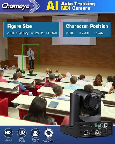 Chameye NDI Camera Bundle, 30X AI Auto Tracking Live Streaming PTZ Camera, PoE IP HDMI USB SDI, NDI PTZ Controller for Church Worship Education, NDI Bundle (K230N+C730Nx2) in Saudi Arabia