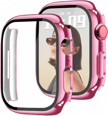 Newlibery 42mm Case Compatible with Apple Watch Series 10/11 with HD Tempered Glass Screen Protector, Hard PC Case Full Coverage Protective Anti-Scratch Bumper Face Cover for iWatch, Gold in Saudi Arabia