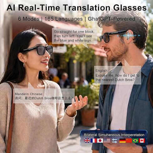 OhO AI Glasses, Bluetooth Audio Sunglasses with 10H Playtime, ChatGPT Translation & Water Resistant Open Ear Glasses in Saudi Arabia