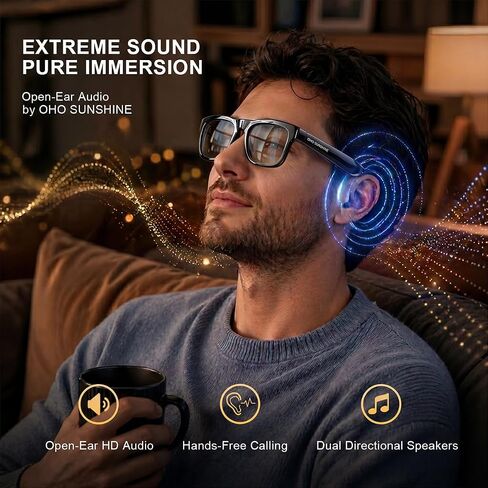 OhO AI Glasses, Bluetooth Audio Sunglasses with 10H Playtime, ChatGPT Translation & Water Resistant Open Ear Glasses in Saudi Arabia