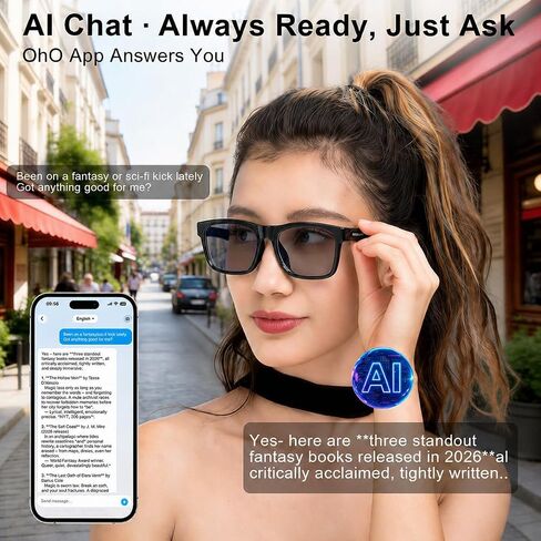 OhO AI Glasses, Bluetooth Audio Sunglasses with 10H Playtime, ChatGPT Translation & Water Resistant Open Ear Glasses in Saudi Arabia