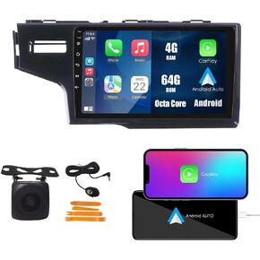 CarPlay Android Auto Navigation Stereo GPS Radio Reverse Camera Display 10" IPS Touchscreen Headunit Tablet Pad Media Player for Honda Fit Jazz 2014-2017 RHD، إذا كان ذلك ممكنًا، رباعي النواة 4G+64G in Kuwait