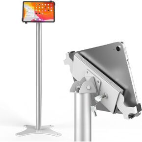 Universal Tablet Floor Stand Diagonal Clamp, Compatible with iPad 9.7 to 12.9 Inch, Durable Metal Construction, Anti-Theft, 145-degree Rotation, 360-degree Viewing, Unobstructed Access in Saudi Arabia