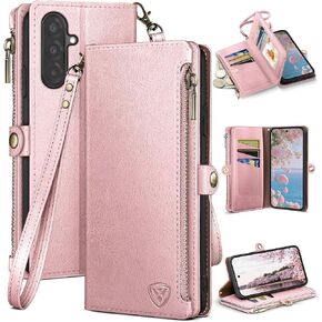 XcaseBar Compatible with ‌Samsung Galaxy A56 Wallet case with Zipper Credit Card Holder【RFID Blocking】,Flip Folio Book PU Leather Phone case Shockproof Cover Women Men for Samsung A56 case Rose Gold in Saudi Arabia