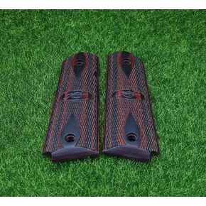 Kimber 1911 Full Size OEM Laminate Grips, Charcoal/Ruby w/ Logo, Ambidextrous Safety Cut – 1100211A in Saudi Arabia