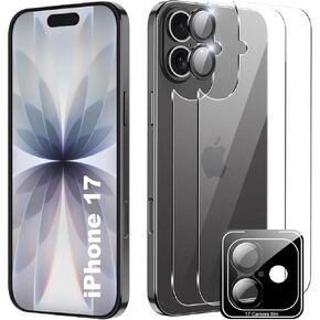 for iPhone 17 6.3 inch Screen Protector,[2+1 Pack] Back Screen Protector+Camera Lens Protector,Tempered Glass,Bubble-Free,Anti-Scratch in Saudi Arabia