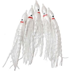 20pcs Fish WOW!® White 5" Squid Skirts 13cm Crinkle Hoochies Wavy Octopus Skirts Fishing Soft Trolling Lures in Saudi Arabia