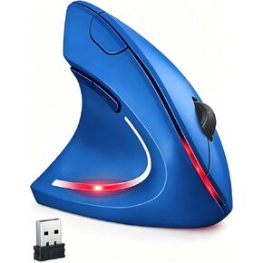 Ergonomic Left-Handed Wireless Vertical Mouse, 2.4G, 3 Adjustable DPI (800/1200/1600), Specially for Left Handers（Color: Blue） in Saudi Arabia