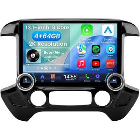 13.1-inch 8 Core 4+64GB Car Radio Stereo with Dual Knobs for Chevy Silverado GMC Sierra 2014-2018, Plug and Play Android 13 Head Unit Wireless CarPlay Android Auto 2K Touch Screen in Saudi Arabia