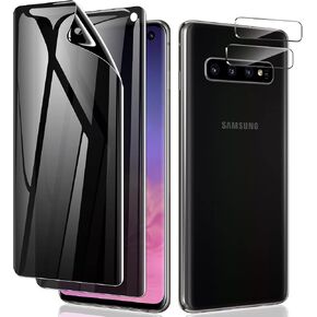 LYWHL [2+2 Pack] for Samsung Galaxy S10 Privacy Screen Protector [Support Fingerprint ID] Anti-Spy Full Adhesive Flexible Film + Camera Lens Glass Protector for Galaxy S10 6.1" in Saudi Arabia