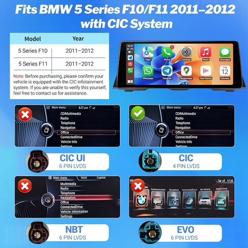Wireless CarPlay Touchscreen for BMW 5 Series F10 F11 CIC System 2010-2011 in Saudi Arabia
