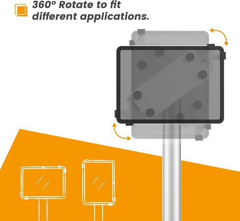 Universal Tablet Floor Stand Diagonal Clamp, Compatible with iPad 9.7 to 12.9 Inch, Durable Metal Construction, Anti-Theft, 145-degree Rotation, 360-degree Viewing, Unobstructed Access in Saudi Arabia