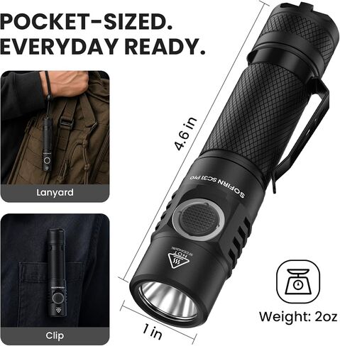 sofirn SC31 Pro EDC Flashlight 2000 Lumens, Diffuser, Magnetic Tailcap in Saudi Arabia